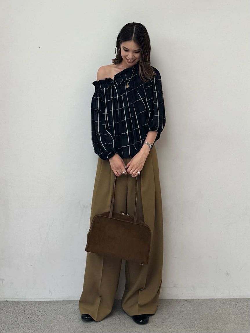 Mila Owen「ドライタッチ2タックワイドパンツ」|チノ|