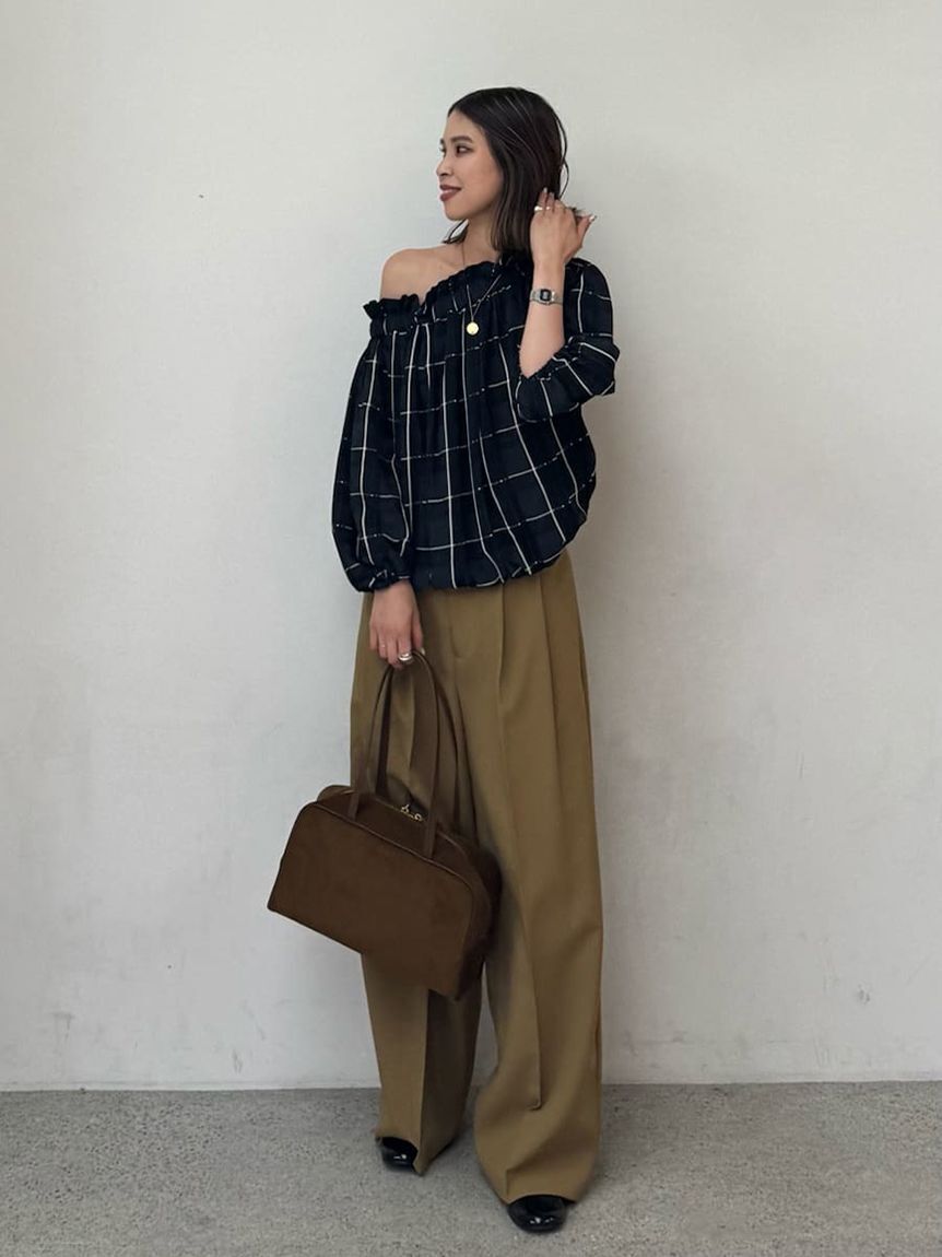 Mila Owen「ドライタッチ2タックワイドパンツ」|チノ|