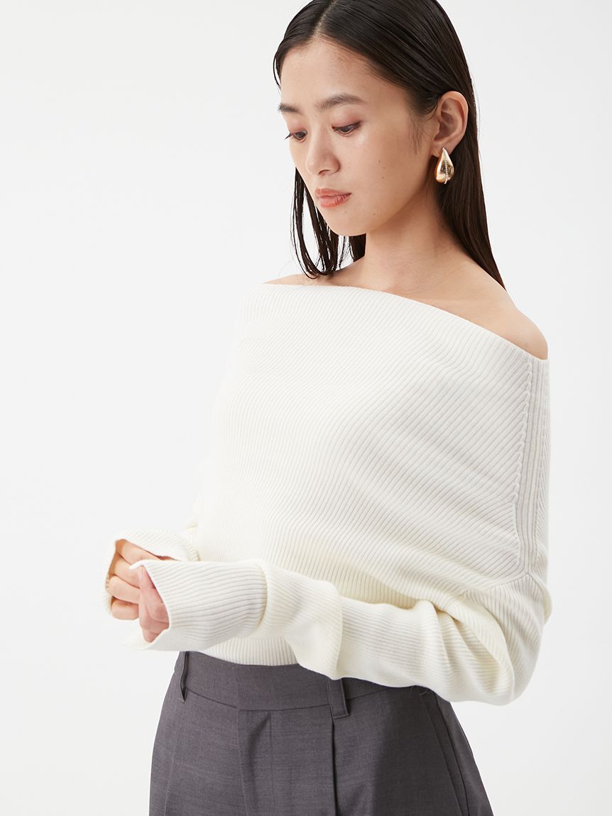Mila Owen「オフショルラメニット」|ニット・セーター|WHT