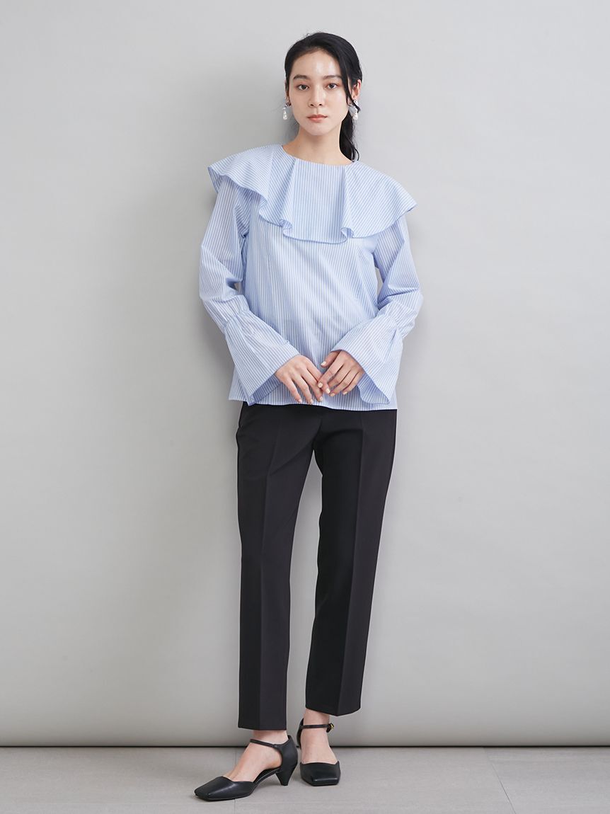 Mila Owen「ラッフルカラーシアーブラウス」|シャツ・ブラウス|