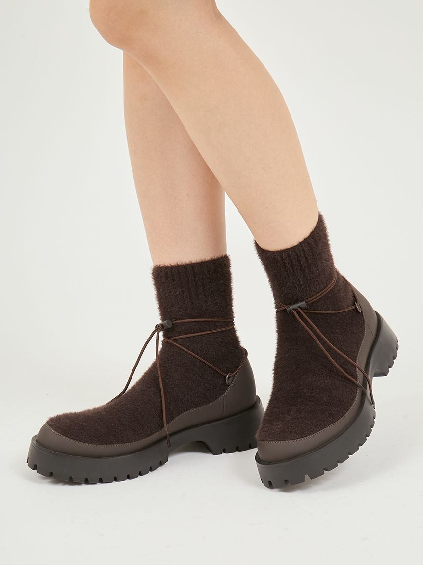 emmi atelier「フェザーヤーンニットブーツ」|ショートブーツ|