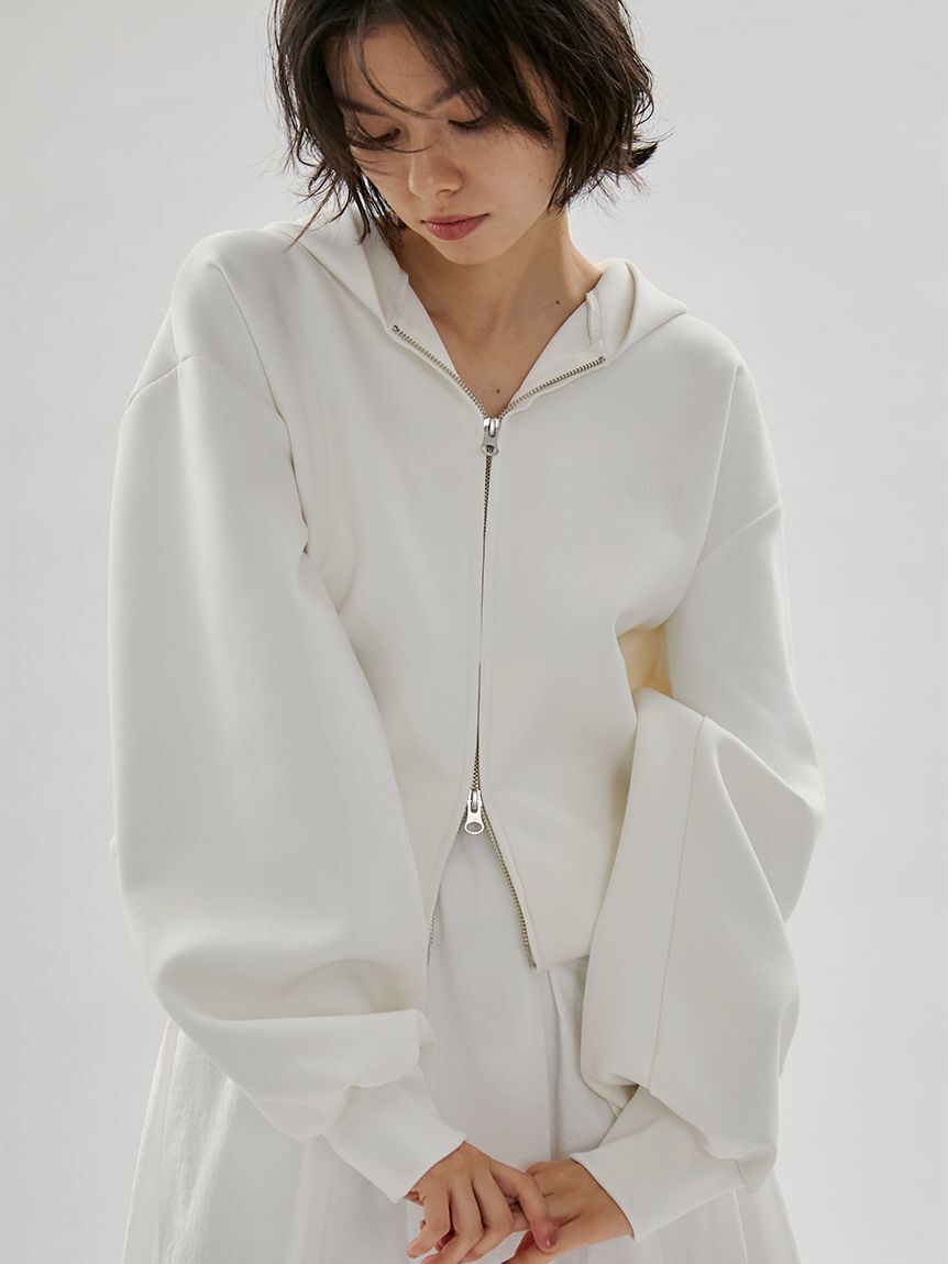 emmi atelier「eco emmiロゴジップアップフーディー/UVカット」|スウェット・ジャージ|