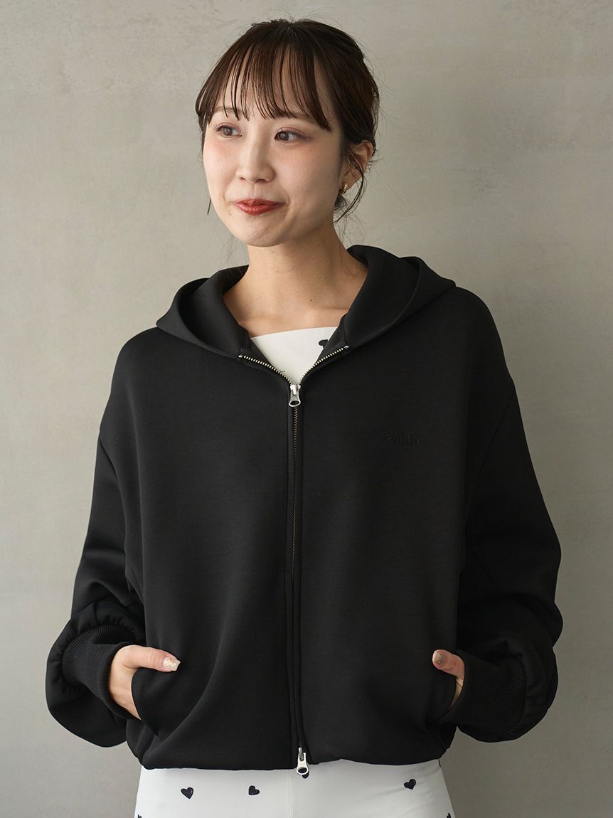 emmi atelier「eco emmiロゴジップアップフーディー/UVカット」|スウェット・ジャージ|BLK