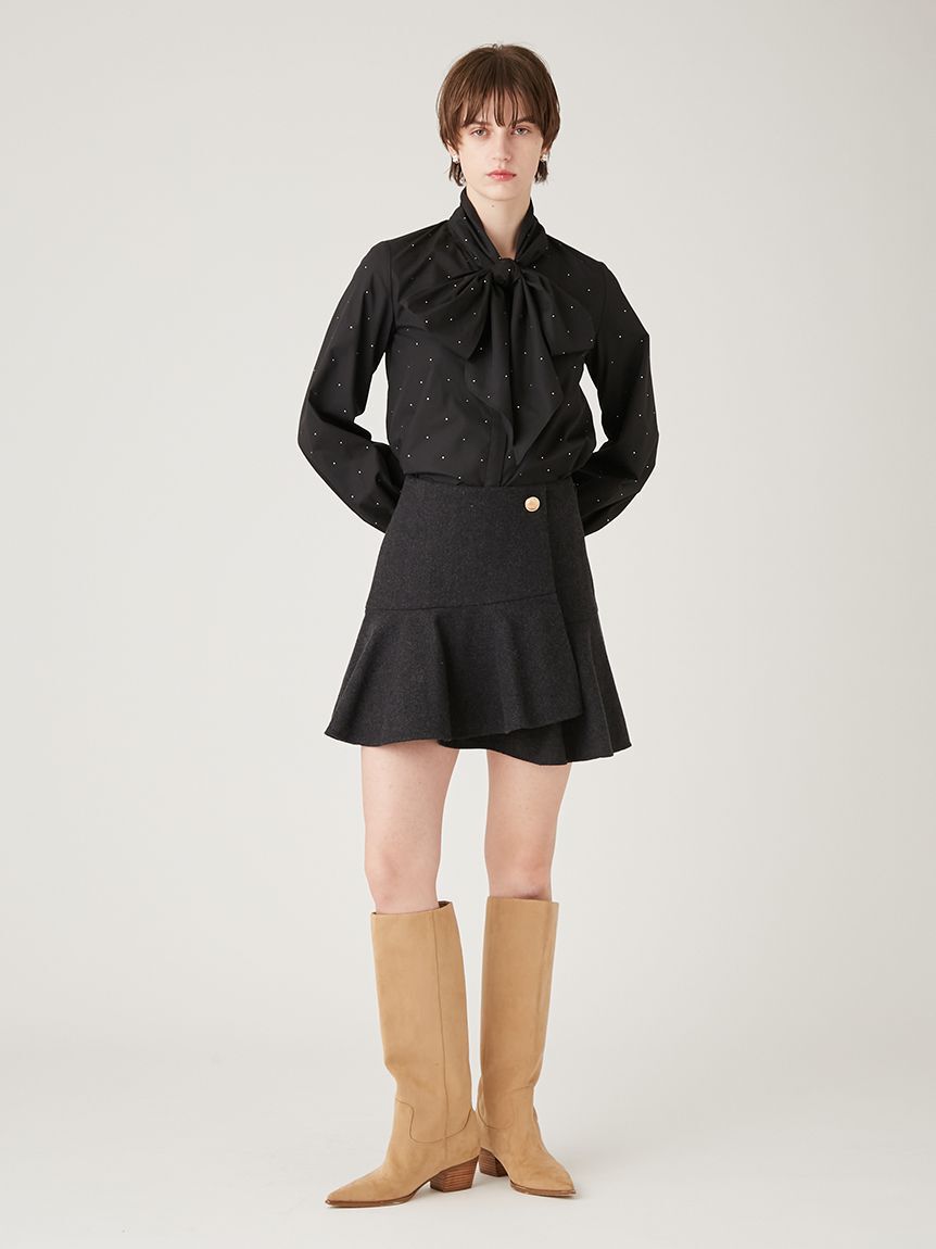 FURFUR「ビジュー付きボウタイブラウス」|シャツ・ブラウス|