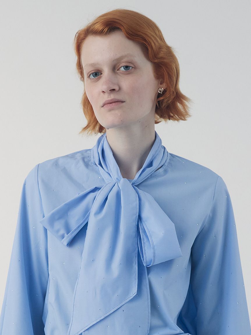 FURFUR「ビジュー付きボウタイブラウス」|シャツ・ブラウス|