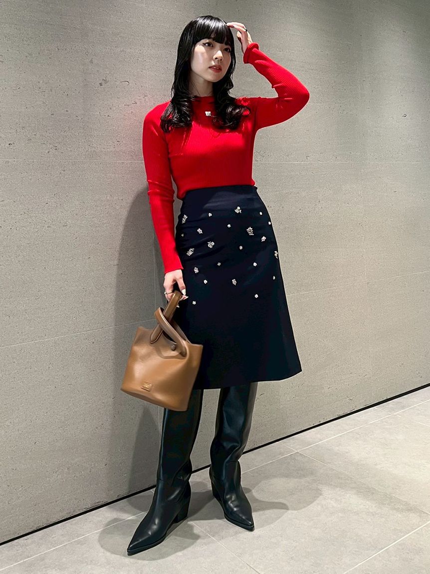 FURFUR「【限定カラー】リボン刺繍リブニットトップス」|ニット・セーター|