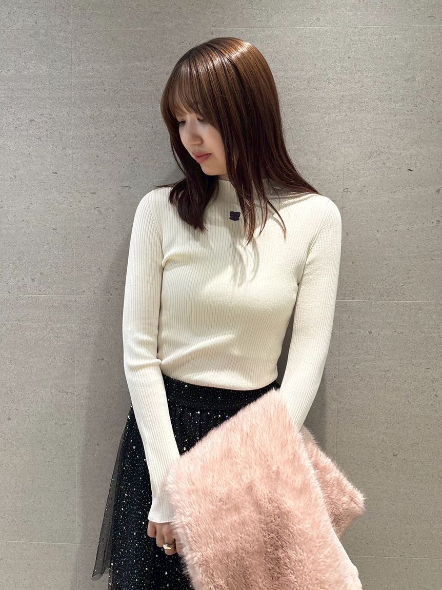 FURFUR「【限定カラー】リボン刺繍リブニットトップス」|ニット・セーター|