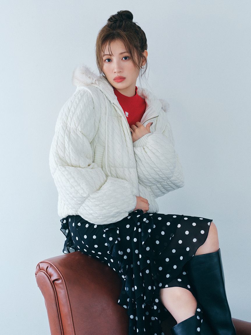 FURFUR「【限定カラー】リボン刺繍リブニットトップス」|ニット・セーター|