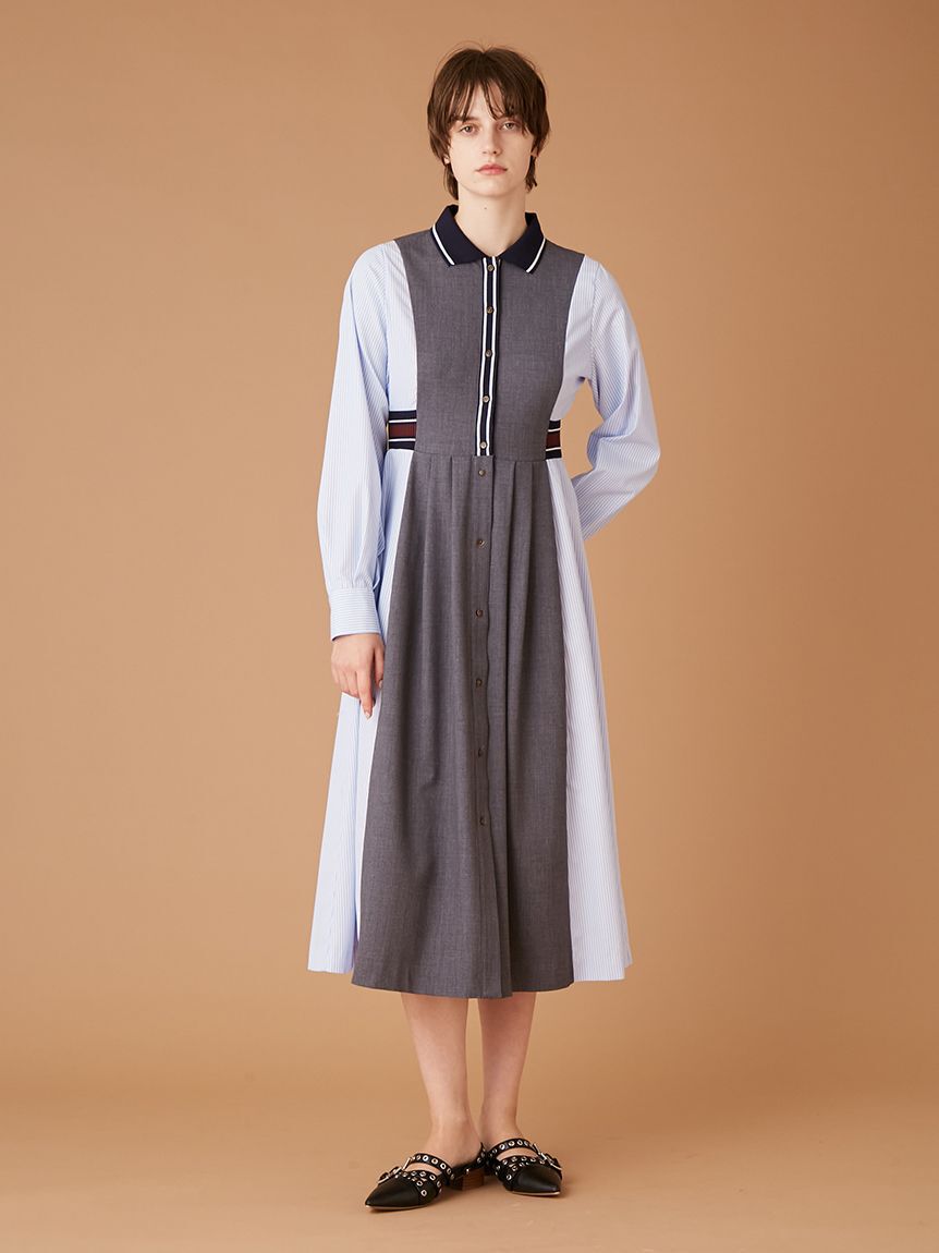 FURFUR「リブコンビシャツワンピース」|ワンピース|GRY