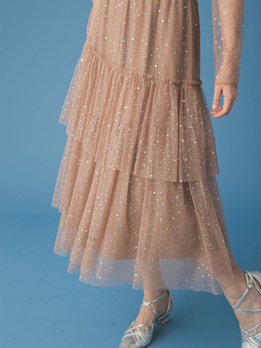 FURFUR「ロングスリーブラメチュールドレス」|ドレス|