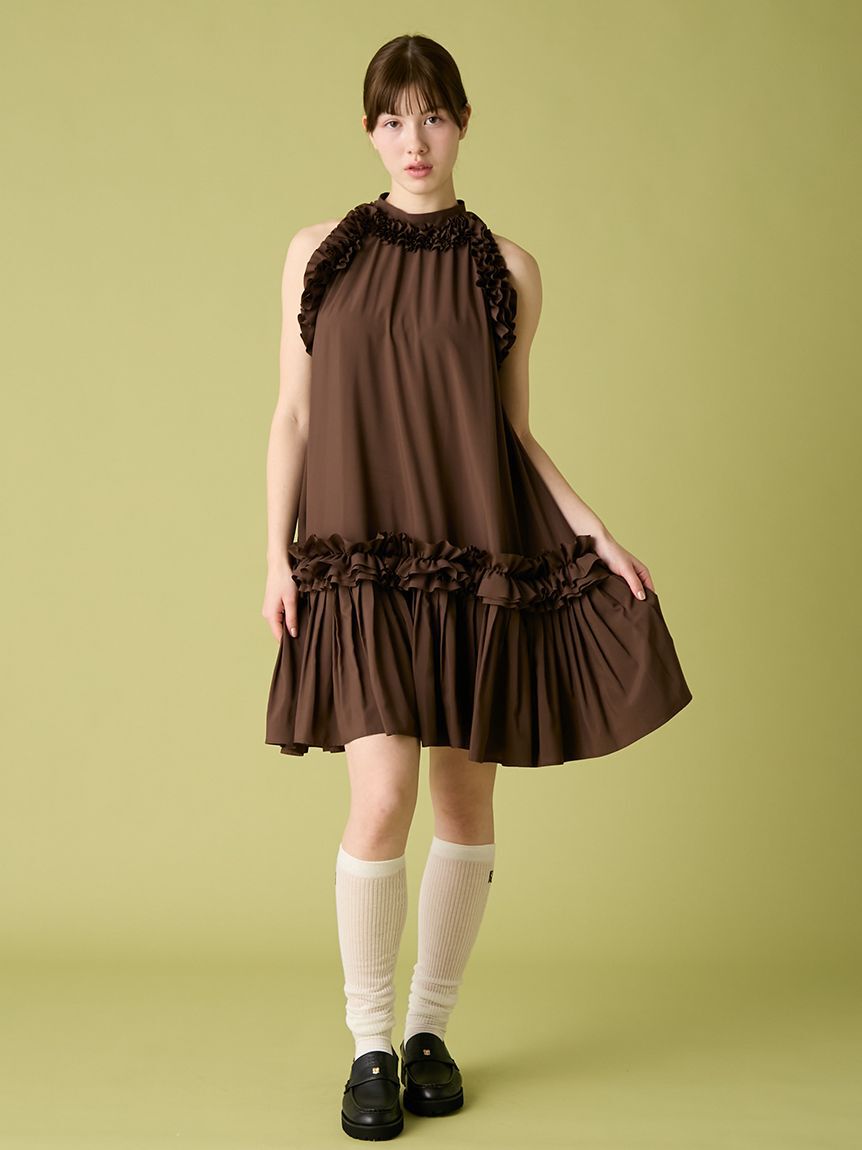 FURFUR「フリルホルターミニドレス」|ドレス|