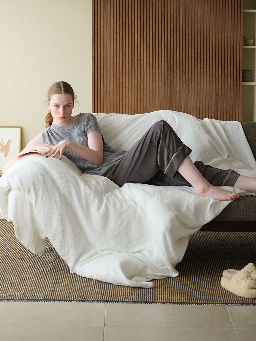 gelato pique「接触冷感サテンラインロングパンツ」|ルームウェア|