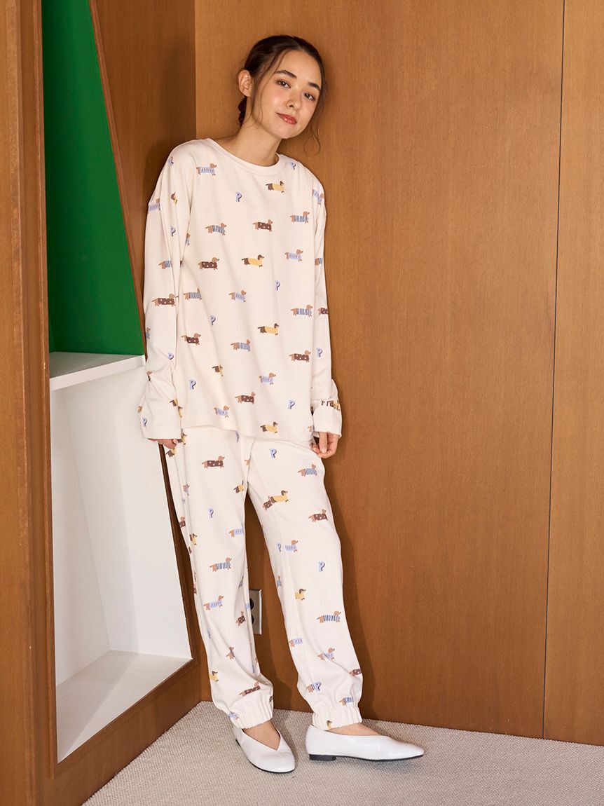 gelato pique「ダックスフンド柄ロングパンツ」|ルームウェア|