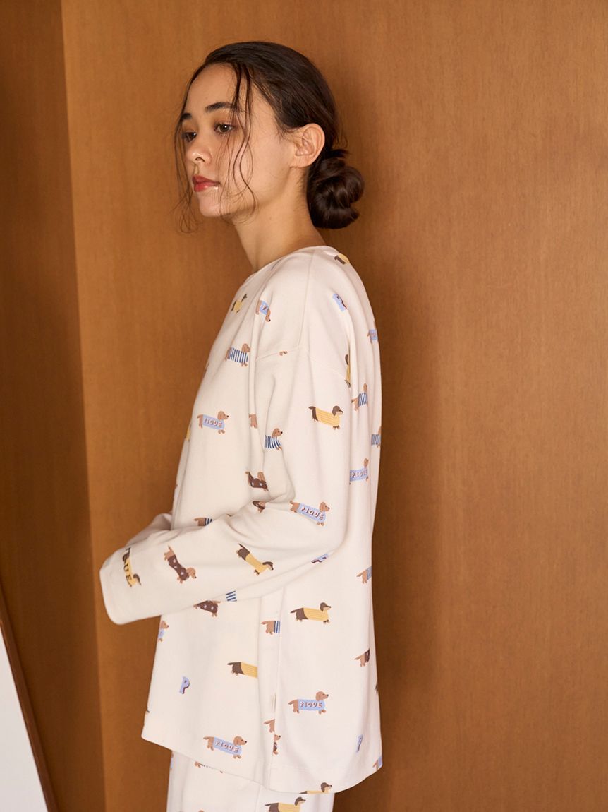 gelato pique「ダックスフンド柄ロンＴ」|ルームウェア|