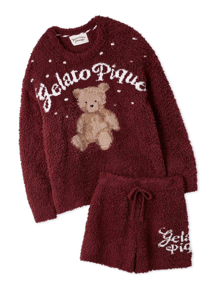 gelato pique「【ONLINE限定】【HOLIDAY】ジェラートスノーベアジャガードプルオーバー＆ショートパンツ」|ルームウェア|RED