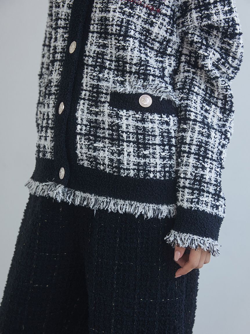 gelato pique「【JOEL ROBUCHON】ツイードモコクルーネックカーディガン」|ルームウェア|