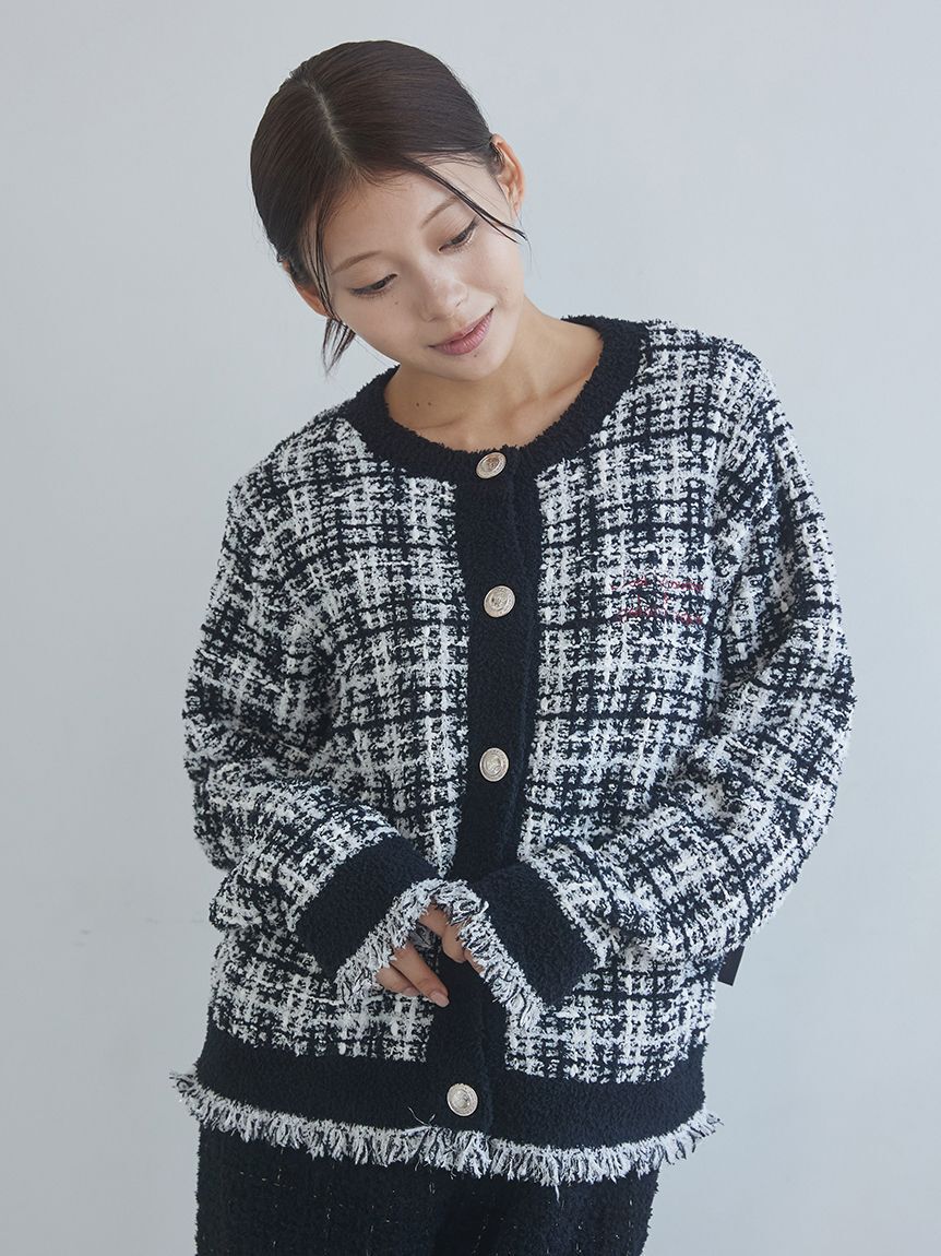 gelato pique「【JOEL ROBUCHON】ツイードモコクルーネックカーディガン」|ルームウェア|