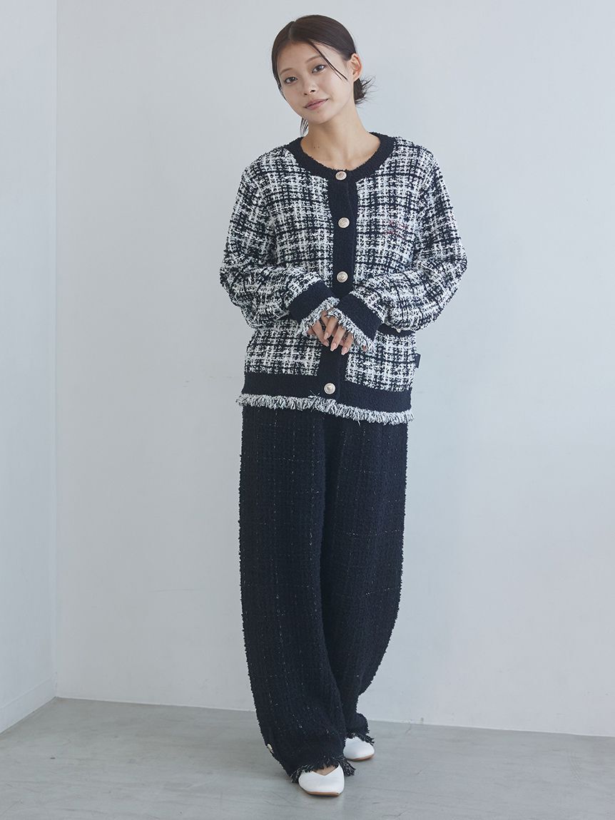 gelato pique「【JOEL ROBUCHON】ツイードモコクルーネックカーディガン」|ルームウェア|