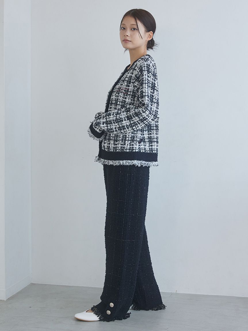 gelato pique「【JOEL ROBUCHON】ツイードモコクルーネックカーディガン」|ルームウェア|