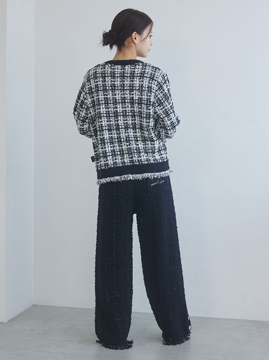 gelato pique「【JOEL ROBUCHON】ツイードモコクルーネックカーディガン」|ルームウェア|