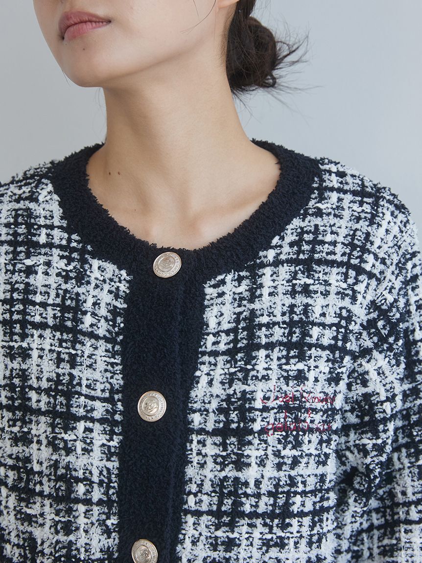 gelato pique「【JOEL ROBUCHON】ツイードモコクルーネックカーディガン」|ルームウェア|
