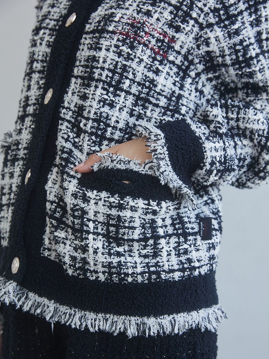 gelato pique「【JOEL ROBUCHON】ツイードモコクルーネックカーディガン」|ルームウェア|