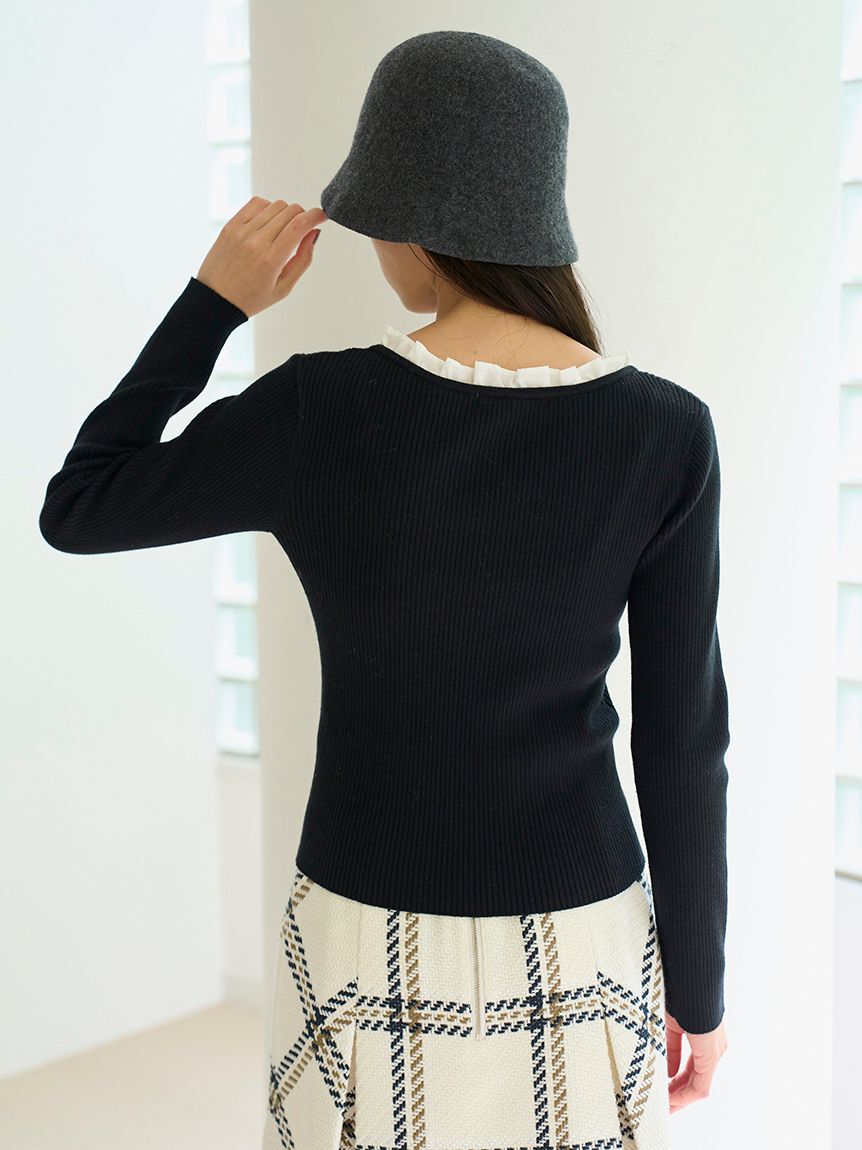 SNIDEL「【WEB限定カラーあり】フリルドッキングニットプルオーバー」|ニット・セーター|