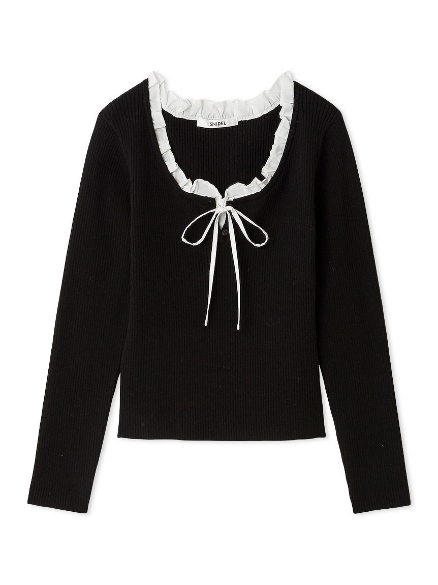 SNIDEL「【WEB限定カラーあり】フリルドッキングニットプルオーバー」|ニット・セーター|