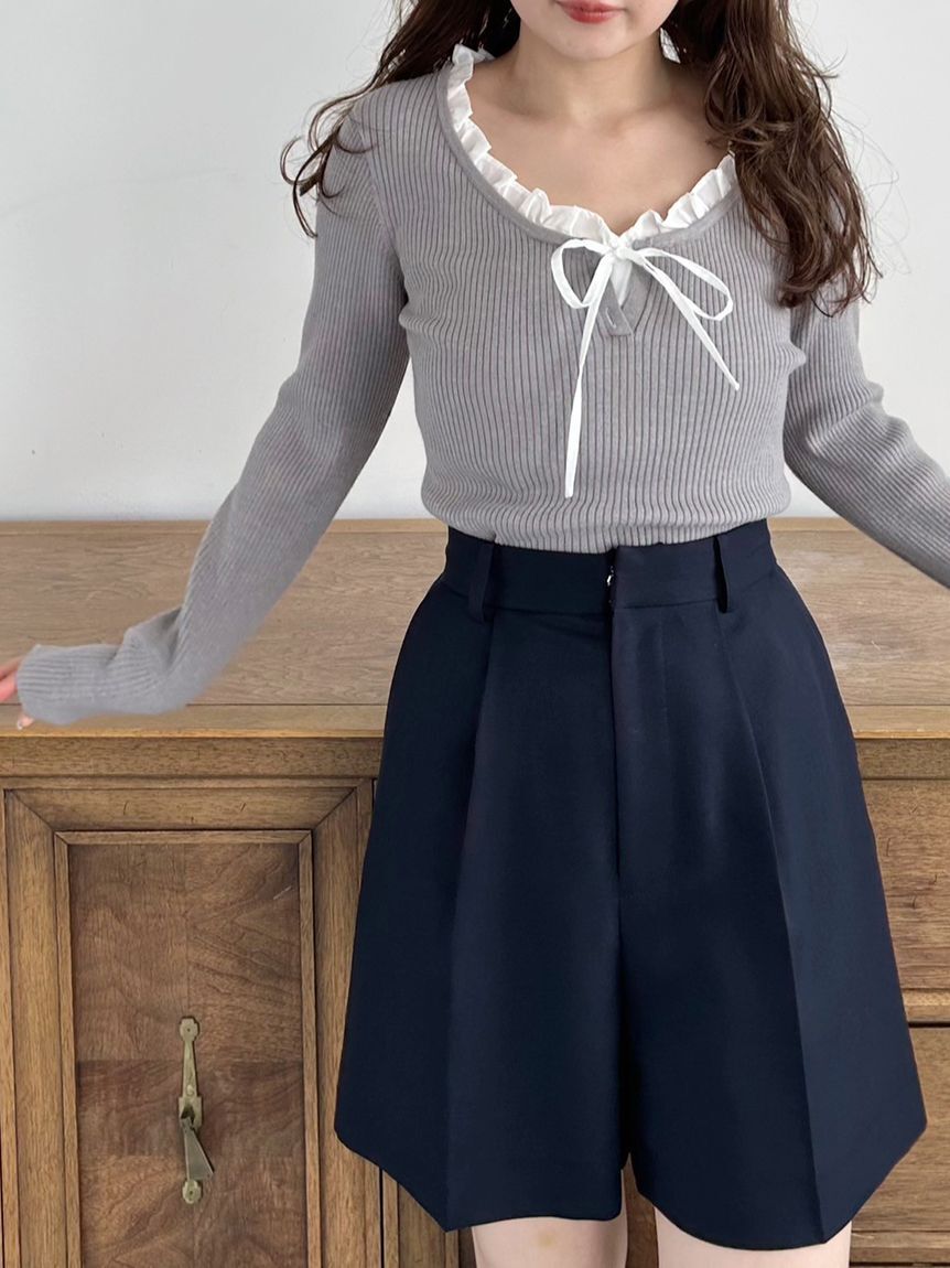 SNIDEL「【WEB限定カラーあり】フリルドッキングニットプルオーバー」|ニット・セーター|