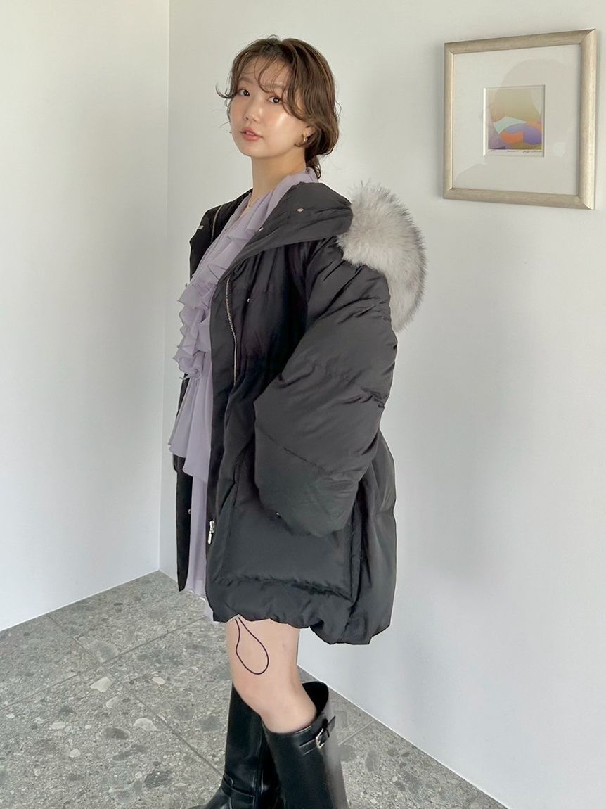 SNIDEL「【WEB限定カラーあり】西川フードファーミドルダウン」|ダウン|BLK