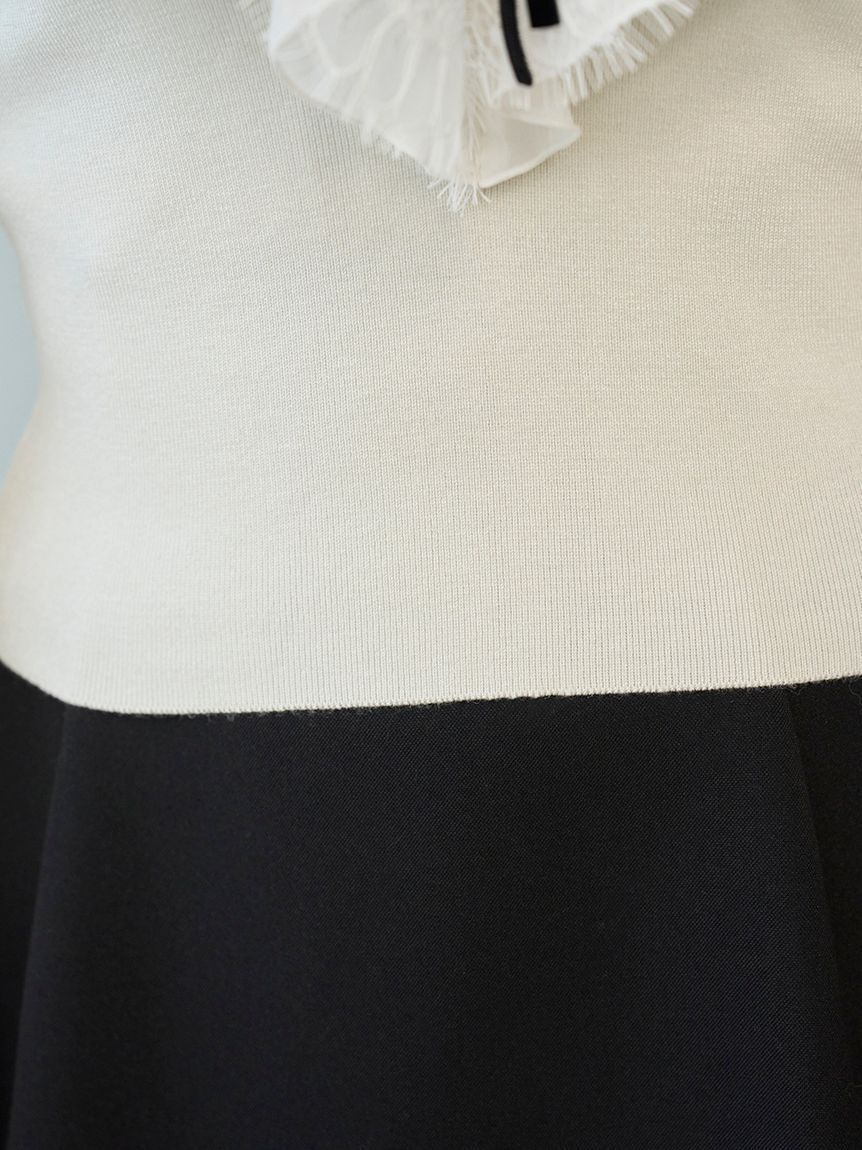 SNIDEL「Sustainableレイヤードラッフルニットプルオーバー」|ニット・セーター|