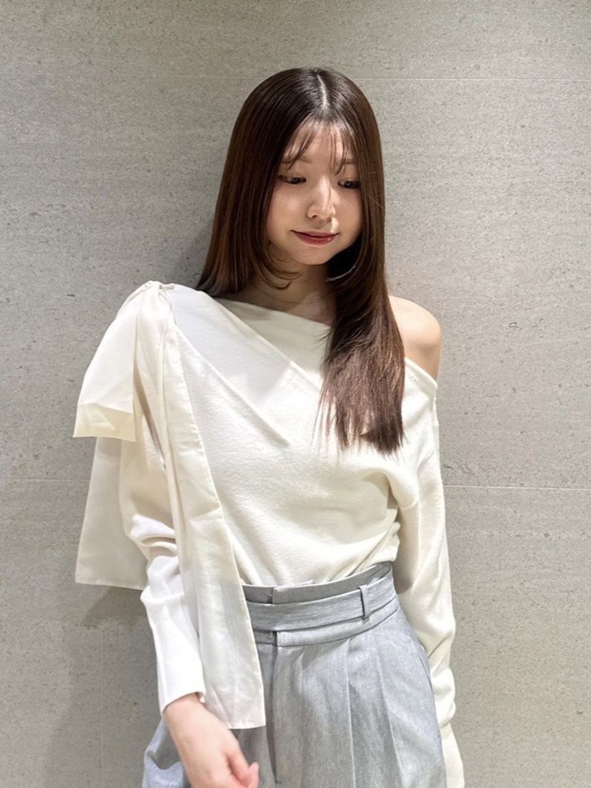 SNIDEL「リボンショルダーニットトップス」|ニット・セーター|