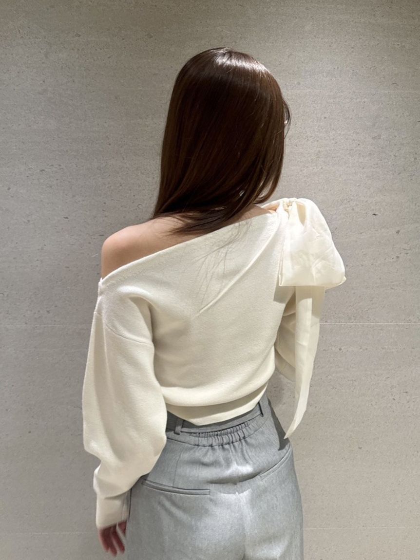 SNIDEL「リボンショルダーニットトップス」|ニット・セーター|