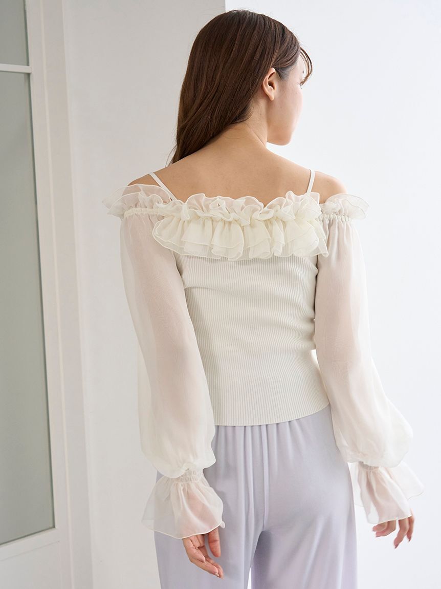 SNIDEL「デザインシアーフリルニットプルオーバー」|ニット・セーター|