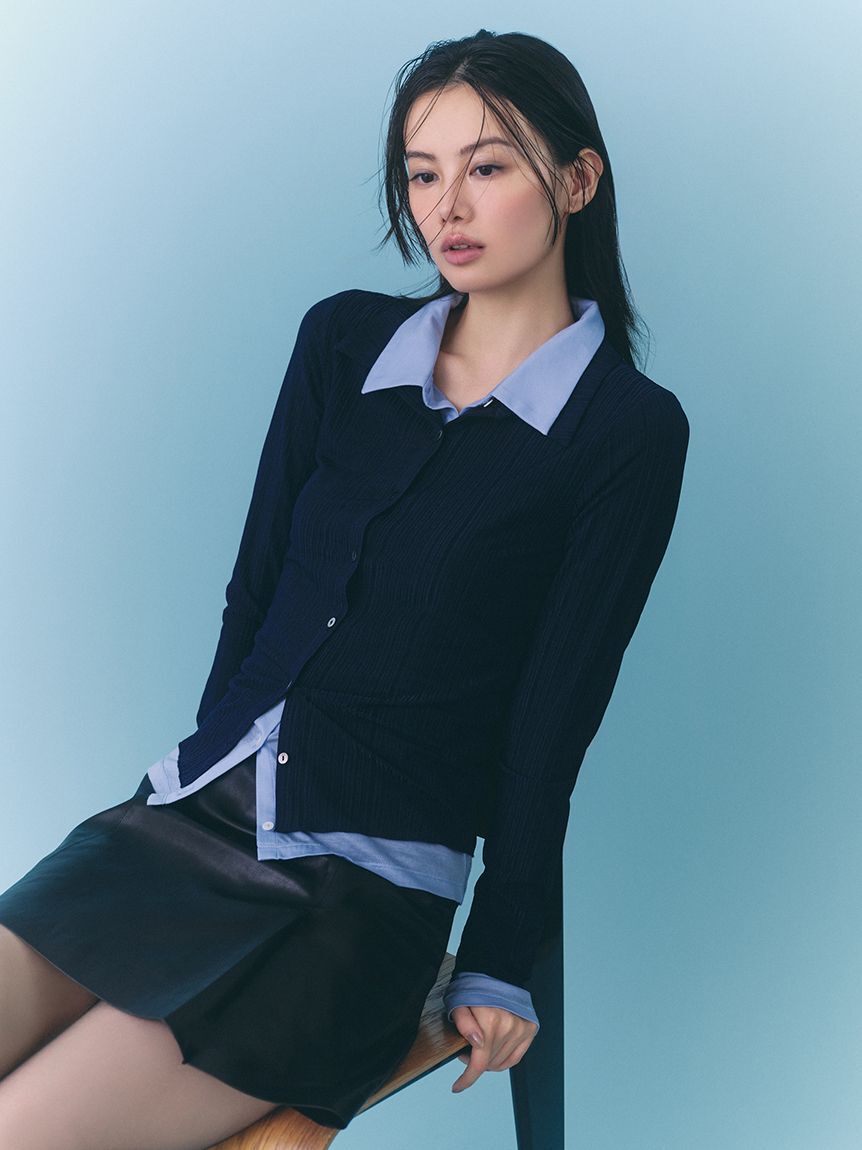 FRAY I.D「レザーライクアシメタックミニスカート」|スカート|