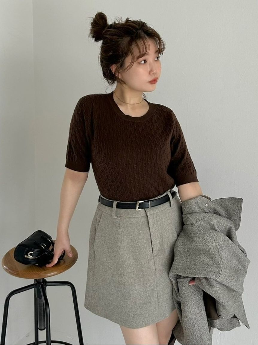 FRAY I.D「ハーフスリーブニットプルオーバー／ウォッシャブル」|ニット・セーター|