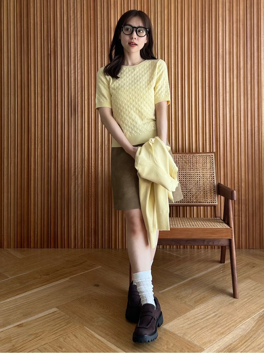 FRAY I.D「ハーフスリーブニットプルオーバー／ウォッシャブル」|ニット・セーター|