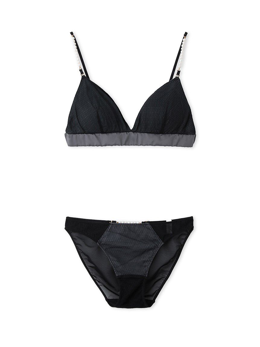LILY BROWN Lingerie「【LILY BROWN Lingerie】パールストラップ ノンワイヤーブラ・ショーツセット」|インナー|BLK