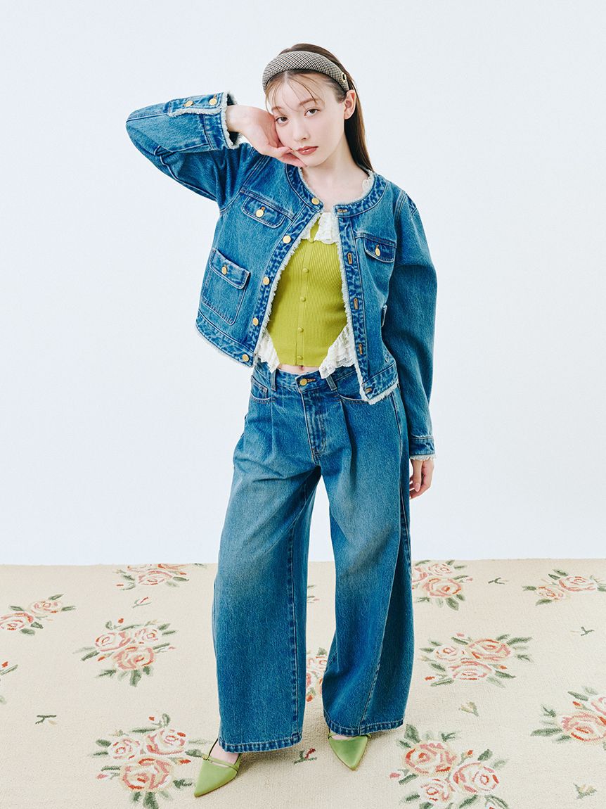 LILY BROWN「【限定カラー】【WEB限定00サイズ】サイドラインバギーデニムパンツ」|デニム|