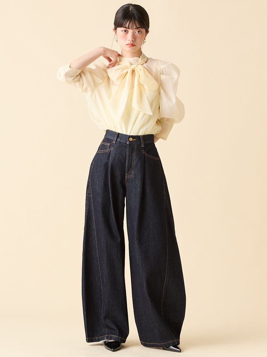 LILY BROWN「【限定カラー】【WEB限定00サイズ】サイドラインバギーデニムパンツ」|デニム|