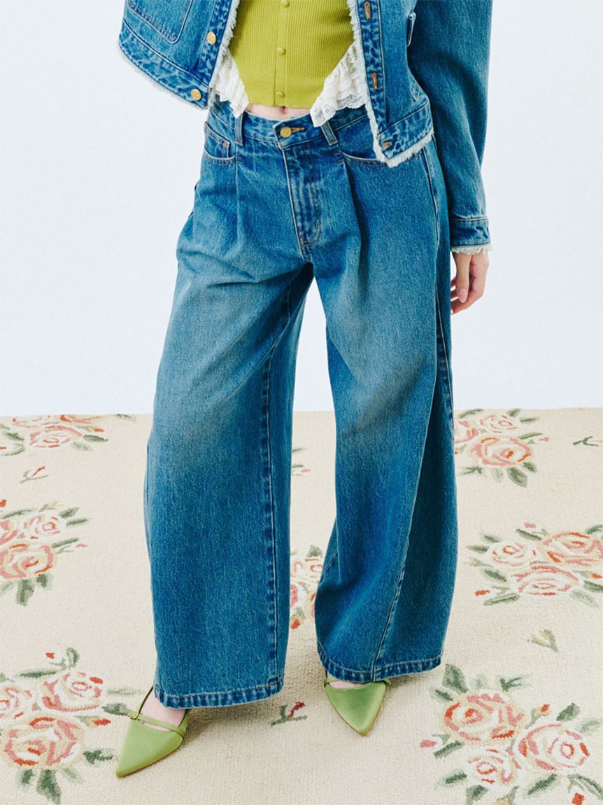 LILY BROWN「【限定カラー】【WEB限定00サイズ】サイドラインバギーデニムパンツ」|デニム|