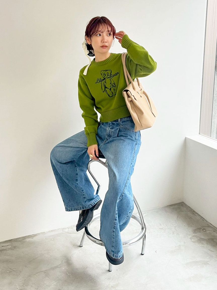 LILY BROWN「【限定カラー】【WEB限定00サイズ】サイドラインバギーデニムパンツ」|デニム|