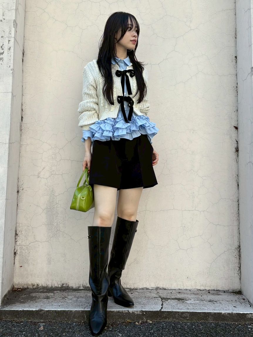 LILY BROWN「ベロアリボンニットカーディガン」|カーディガン|