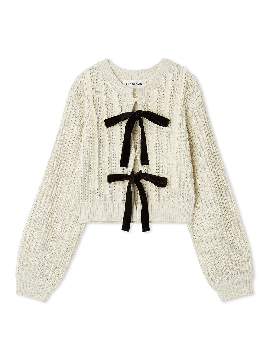 LILY BROWN「ベロアリボンニットカーディガン」|カーディガン|