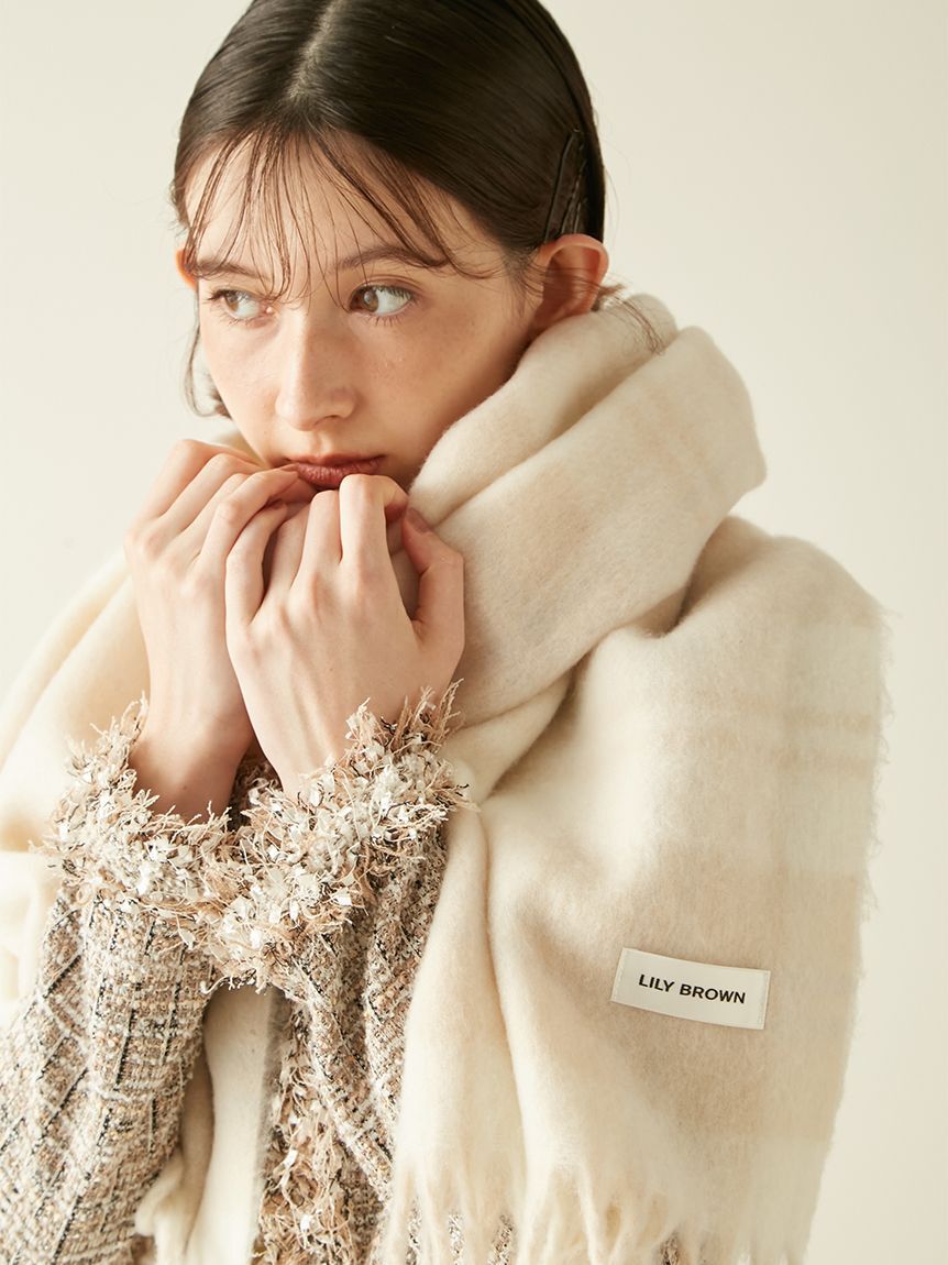 LILY BROWN「シャギーチェックストール」|マフラー|