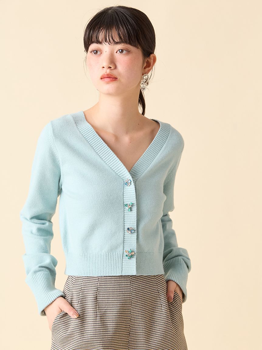 LILY BROWN「[L.B CANDY STOCK]袖ファーニットカーディガン」|カーディガン|