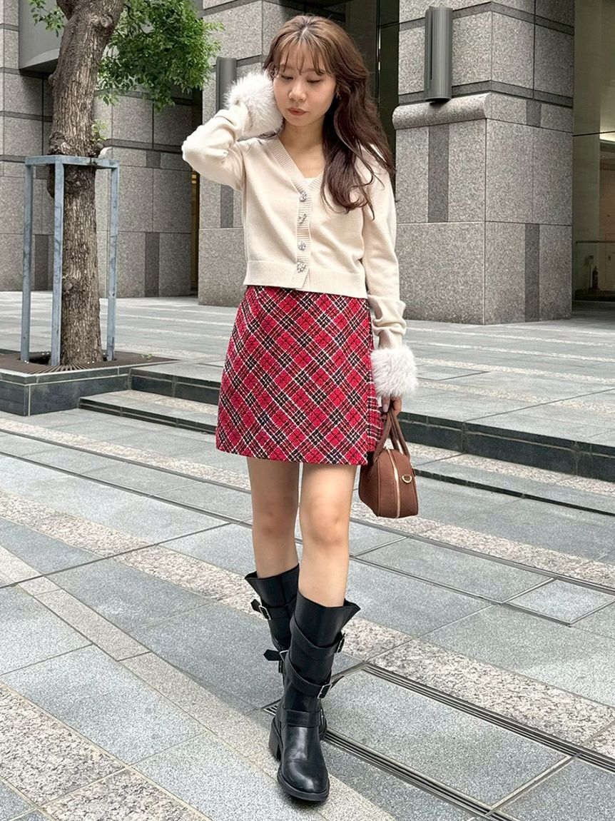 LILY BROWN「[L.B CANDY STOCK]袖ファーニットカーディガン」|カーディガン|