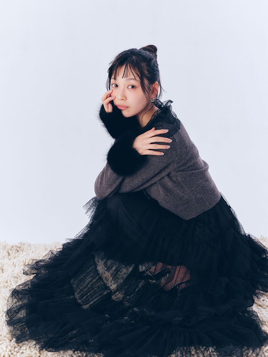 LILY BROWN「[L.B CANDY STOCK]袖ファーニットカーディガン」|カーディガン|