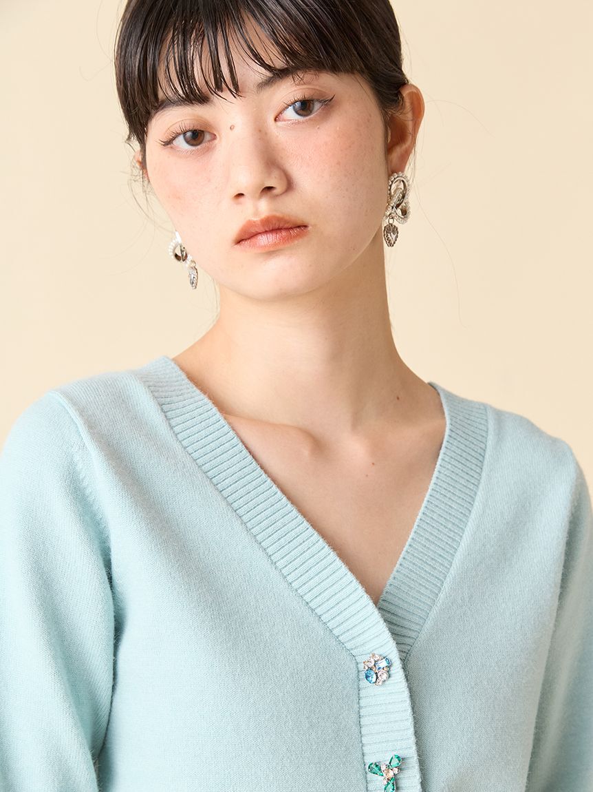 LILY BROWN「[L.B CANDY STOCK]袖ファーニットカーディガン」|カーディガン|