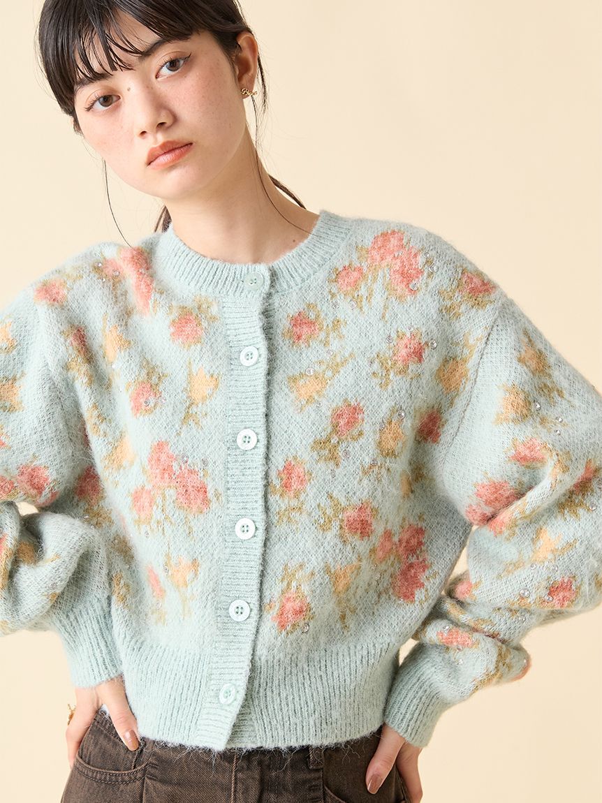 LILY BROWN「【LILY BROWN &times;ANNA SUI】ジャガードビジューニットカーディガン」|カーディガン|